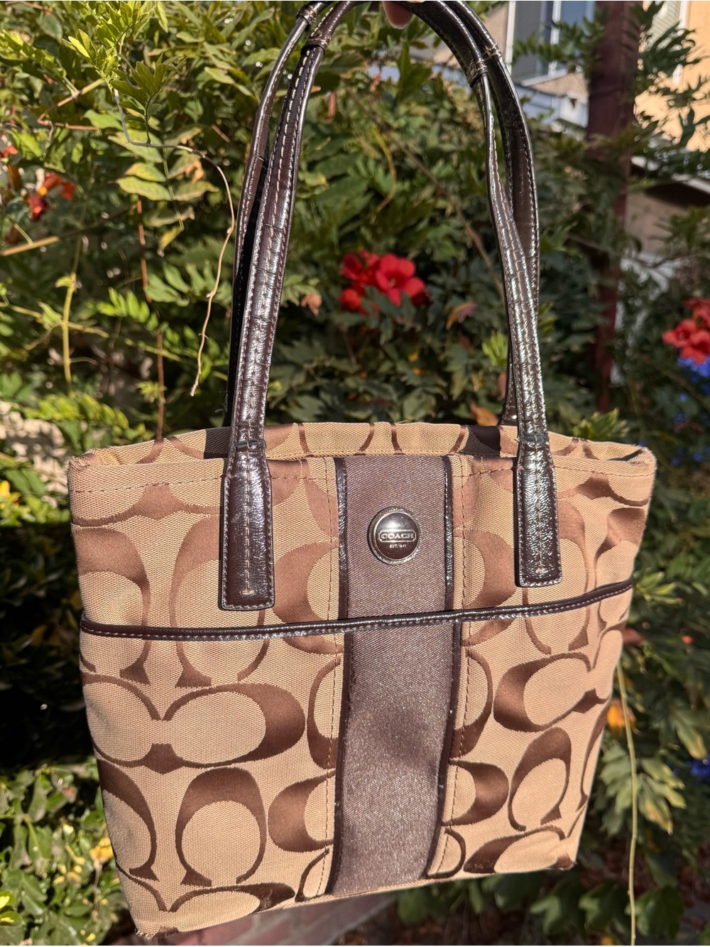 *PROJECT BAG* Vintage Coach Signature Stripe Tote Bag